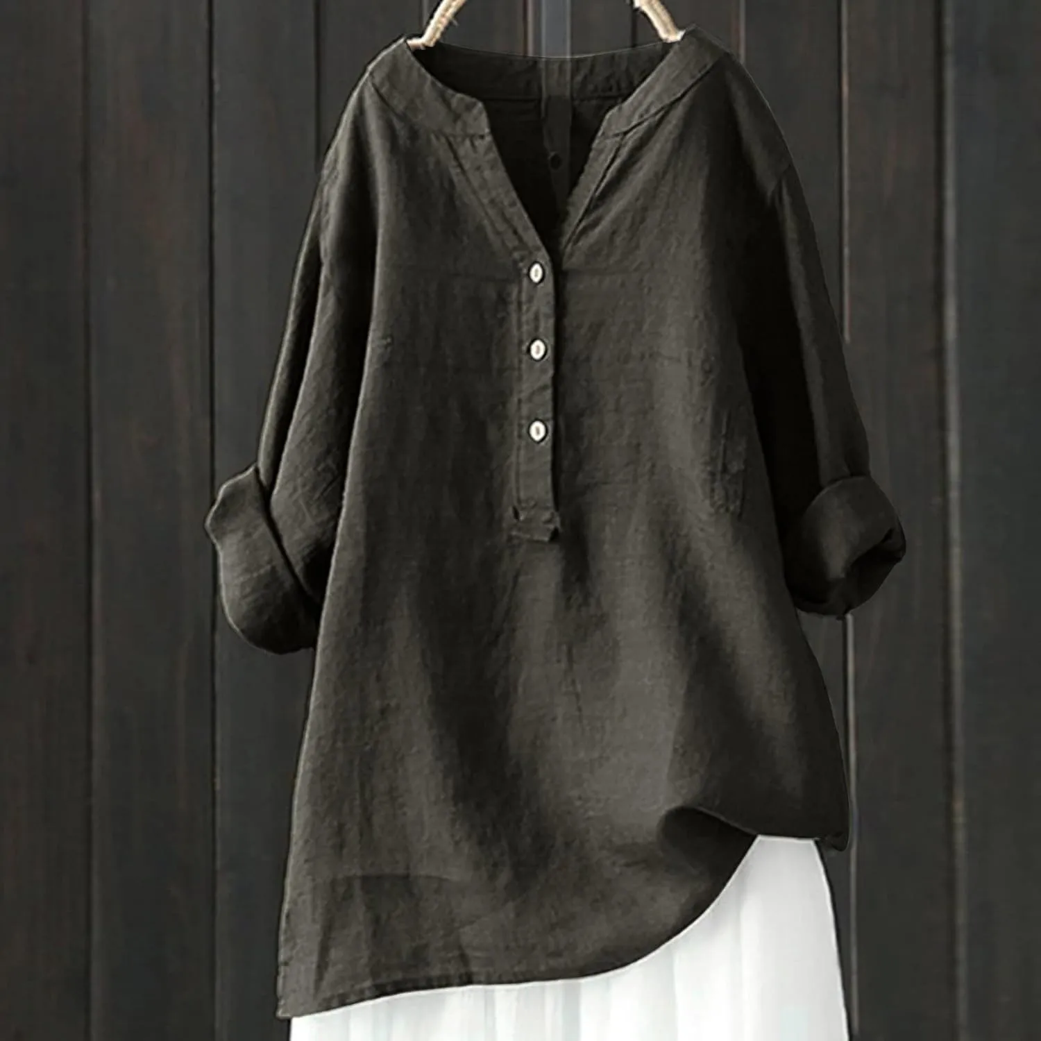Womens Short Sleeve Linen Shirt Casual Crew Neck Dressy T-Shirt Plain Solid Loose Summer Tee Top