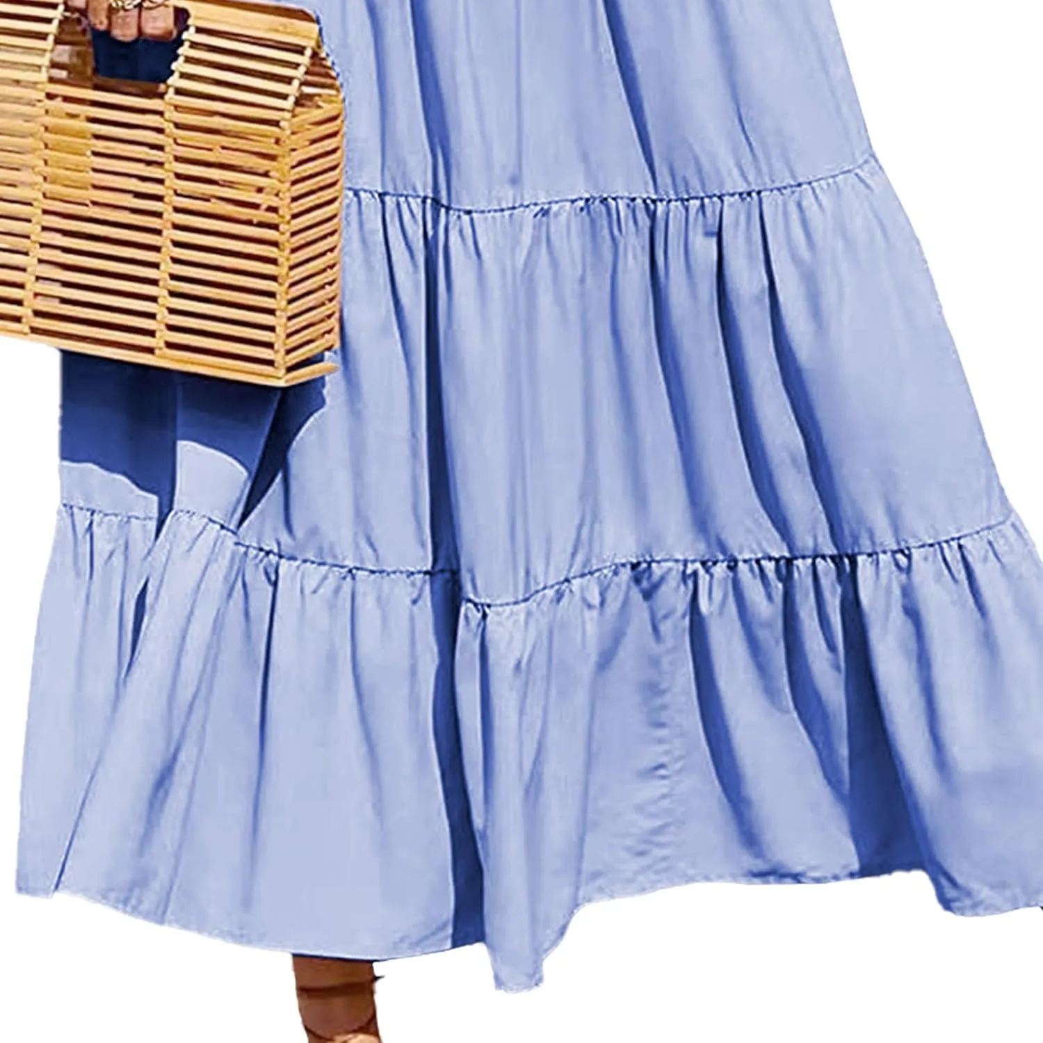 Women's Smocked Tank Dress Casual Elegant Flowy A Line Maxi Dresses 2025 Summer Sleeveless Beach Tiered Long Dresses