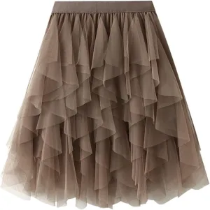 Women's Summer Elastic Waist Bohemian Print Beach Outfits High Waist Casual Maxi Skirt A-Line Tiered Long Skirt