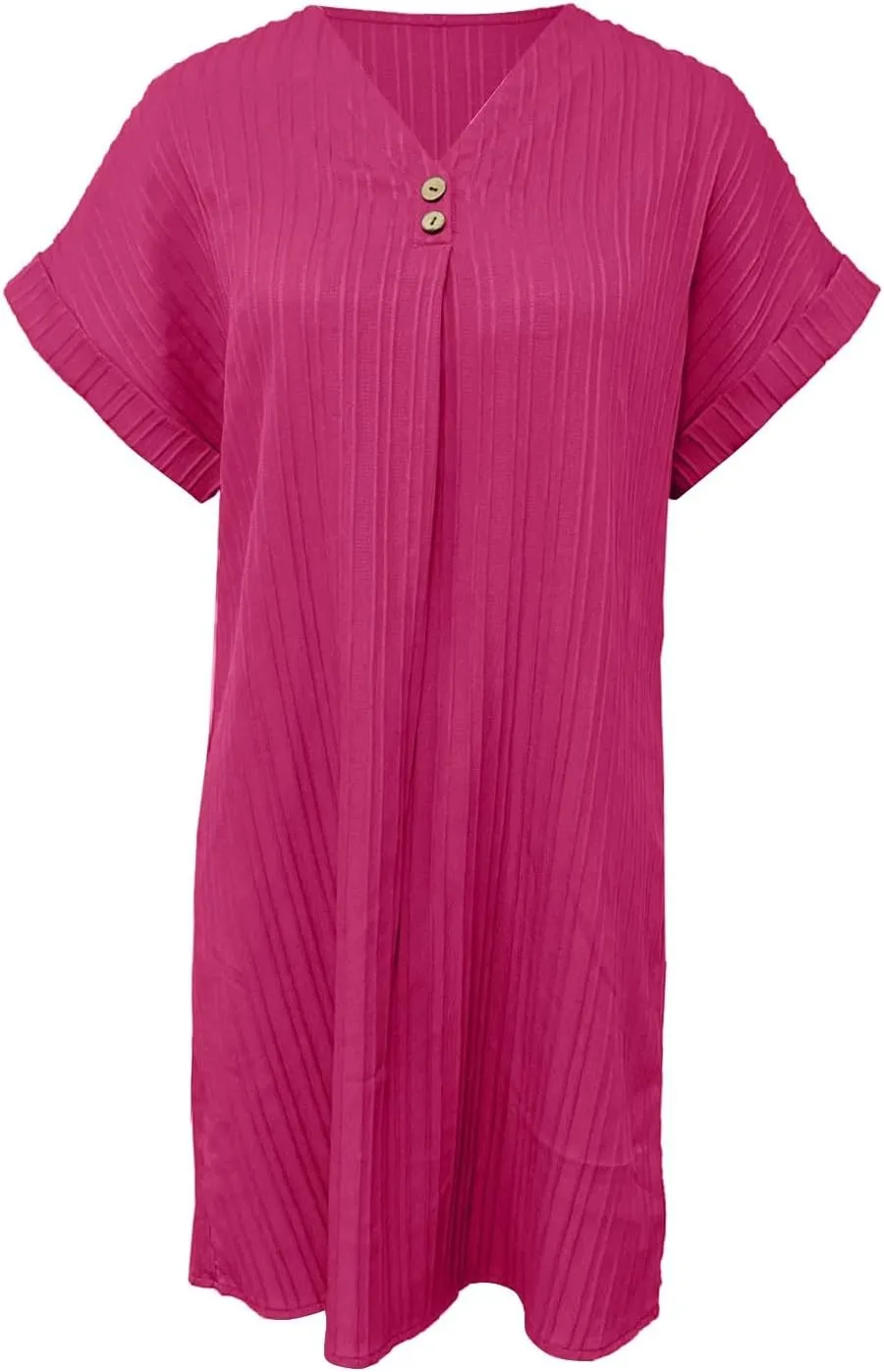 Womens Summer Shirt Dress Short Sleeve A Line Shift Dress Casual Loose Fit Beach Sundress Shirt Tunic Dresses with Pockets