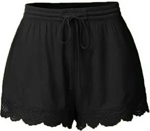 Womens Summer Shorts Casual Dressy Lace Trim Drawstring Elastic Waist Beach Pants Workout Gym Shorts Plus Size.S-5XL
