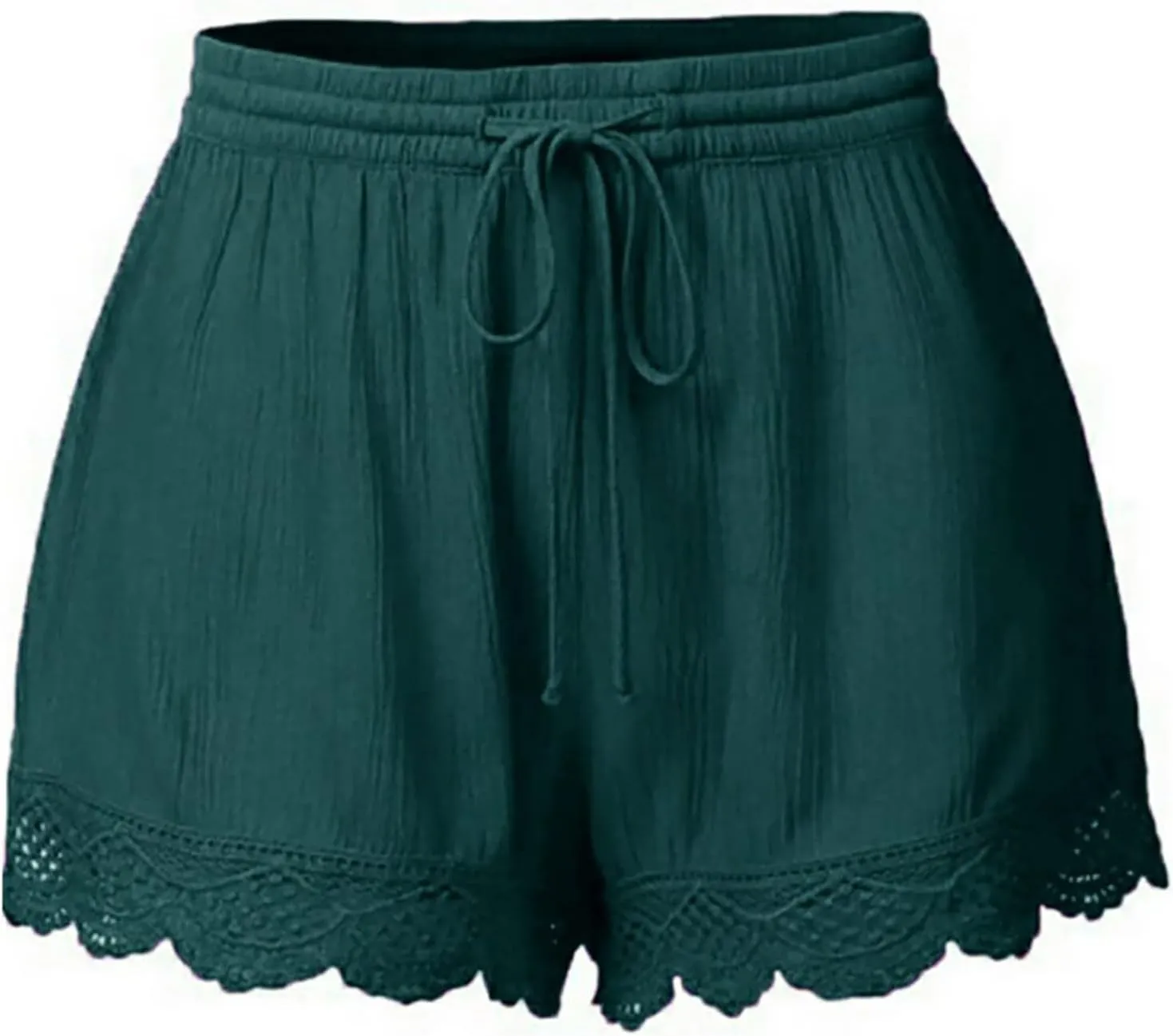 Womens Summer Shorts Casual Dressy Lace Trim Drawstring Elastic Waist Beach Pants Workout Gym Shorts Plus Size.S-5XL