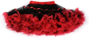 Women's Tiered Tulle Pleated Tutu Skirt Dance Fluffy Performance Dress Elastic Waist Fashion Color Block Mini Skirt