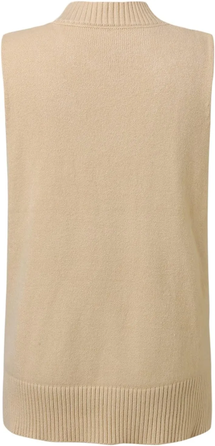 Womens V Neck Oversized Sweater Vest Oversized Sleeveless Cable Knitted Pullover Knit Vest Sweater