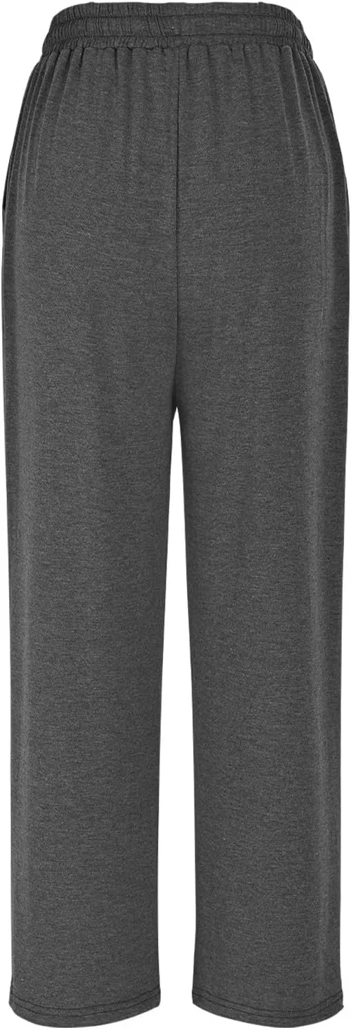 Women's Wide Leg Sweatpants Running Yoga Joggers Pants Loose Comfort Workout Capris with Pocket Baggy Crop