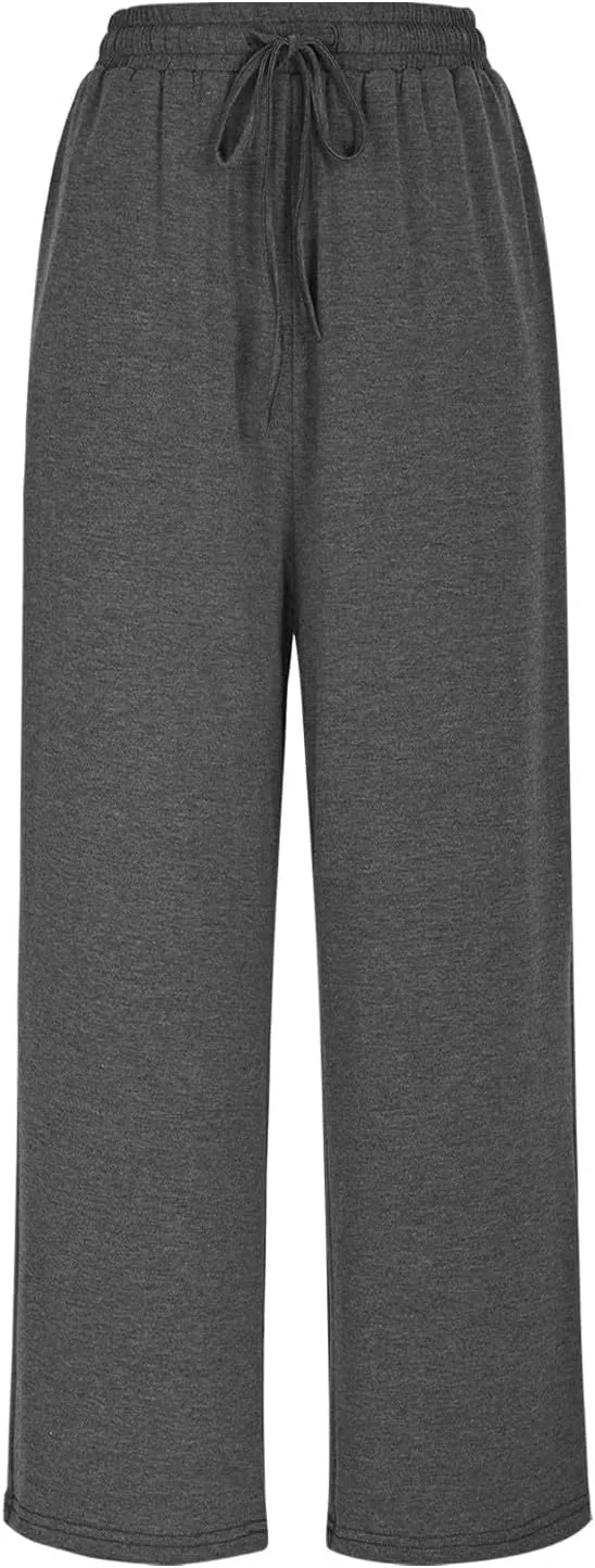 Women's Wide Leg Sweatpants Running Yoga Joggers Pants Loose Comfort Workout Capris with Pocket Baggy Crop