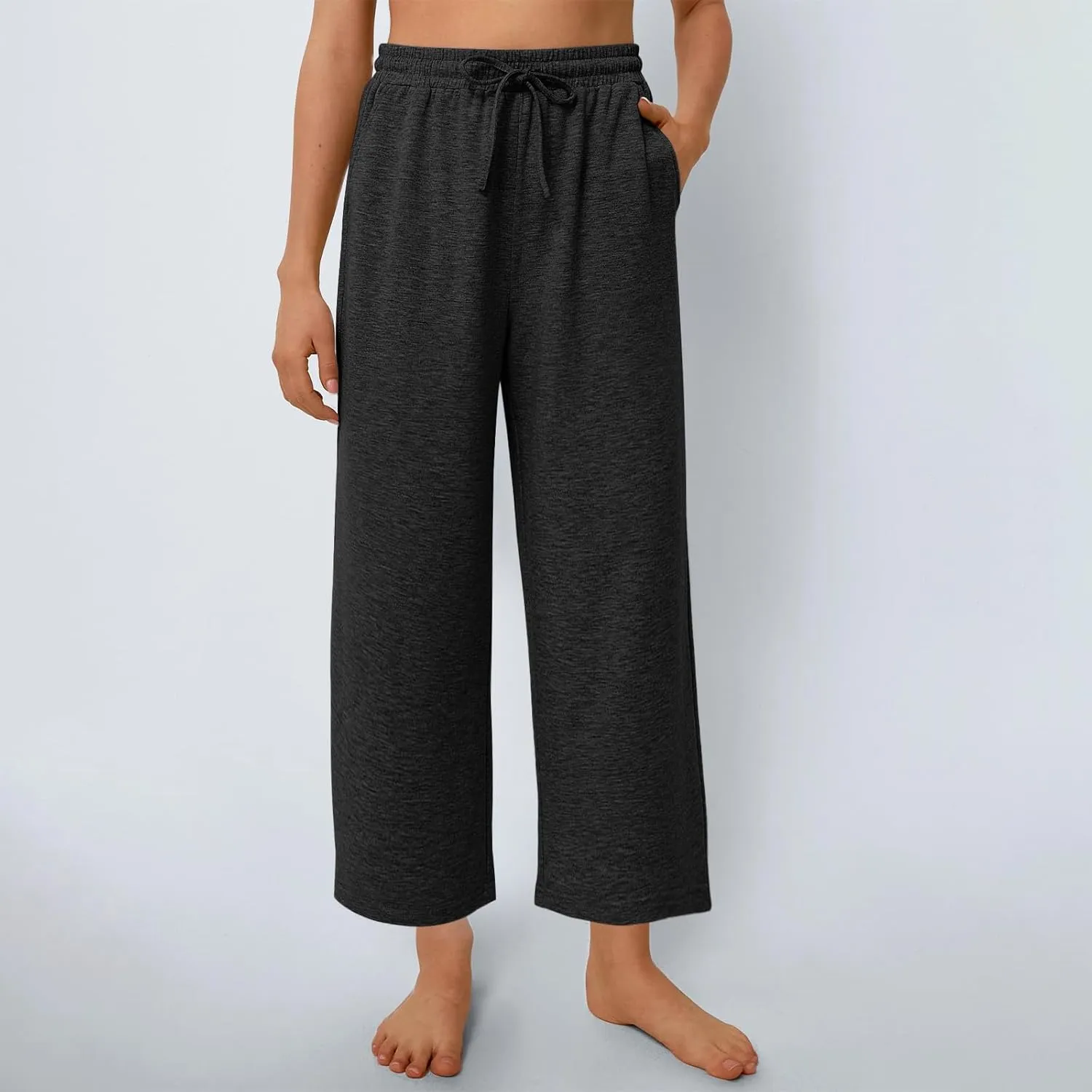 Women's Wide Leg Sweatpants Running Yoga Joggers Pants Loose Comfort Workout Capris with Pocket Baggy Crop