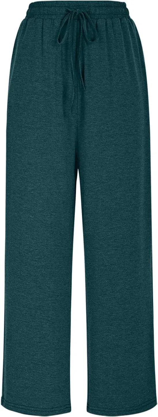 Women's Wide Leg Sweatpants Running Yoga Joggers Pants Loose Comfort Workout Capris with Pocket Baggy Crop
