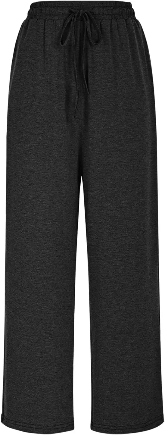 Women's Wide Leg Sweatpants Running Yoga Joggers Pants Loose Comfort Workout Capris with Pocket Baggy Crop