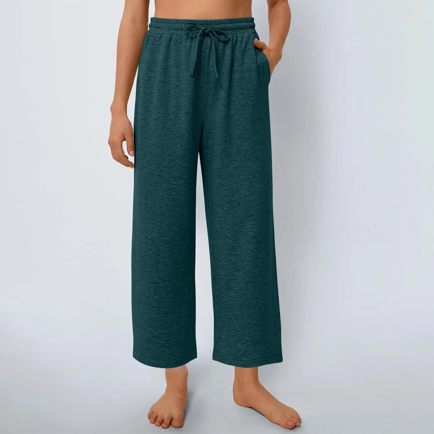 Women's Wide Leg Sweatpants Running Yoga Joggers Pants Loose Comfort Workout Capris with Pocket Baggy Crop