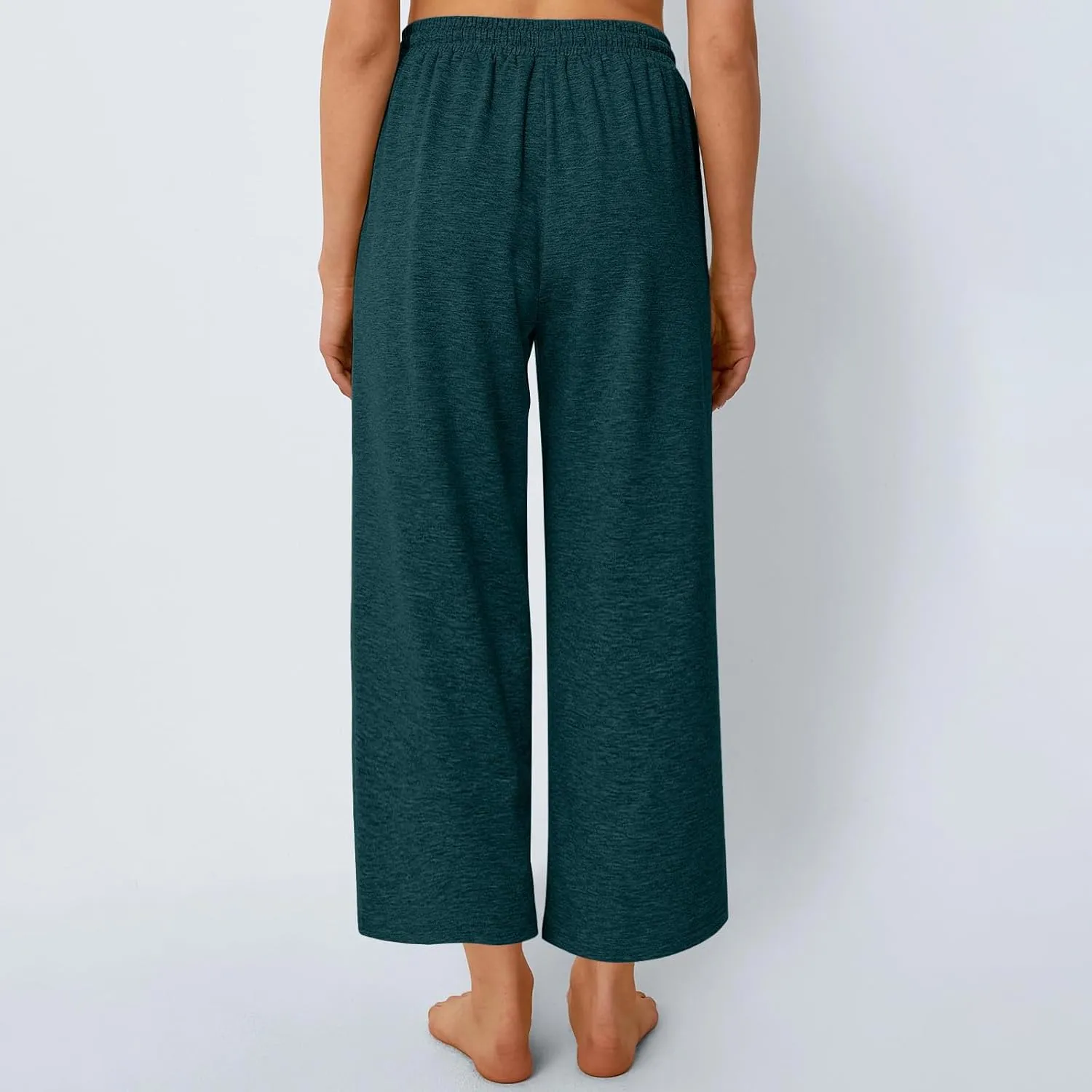 Women's Wide Leg Sweatpants Running Yoga Joggers Pants Loose Comfort Workout Capris with Pocket Baggy Crop