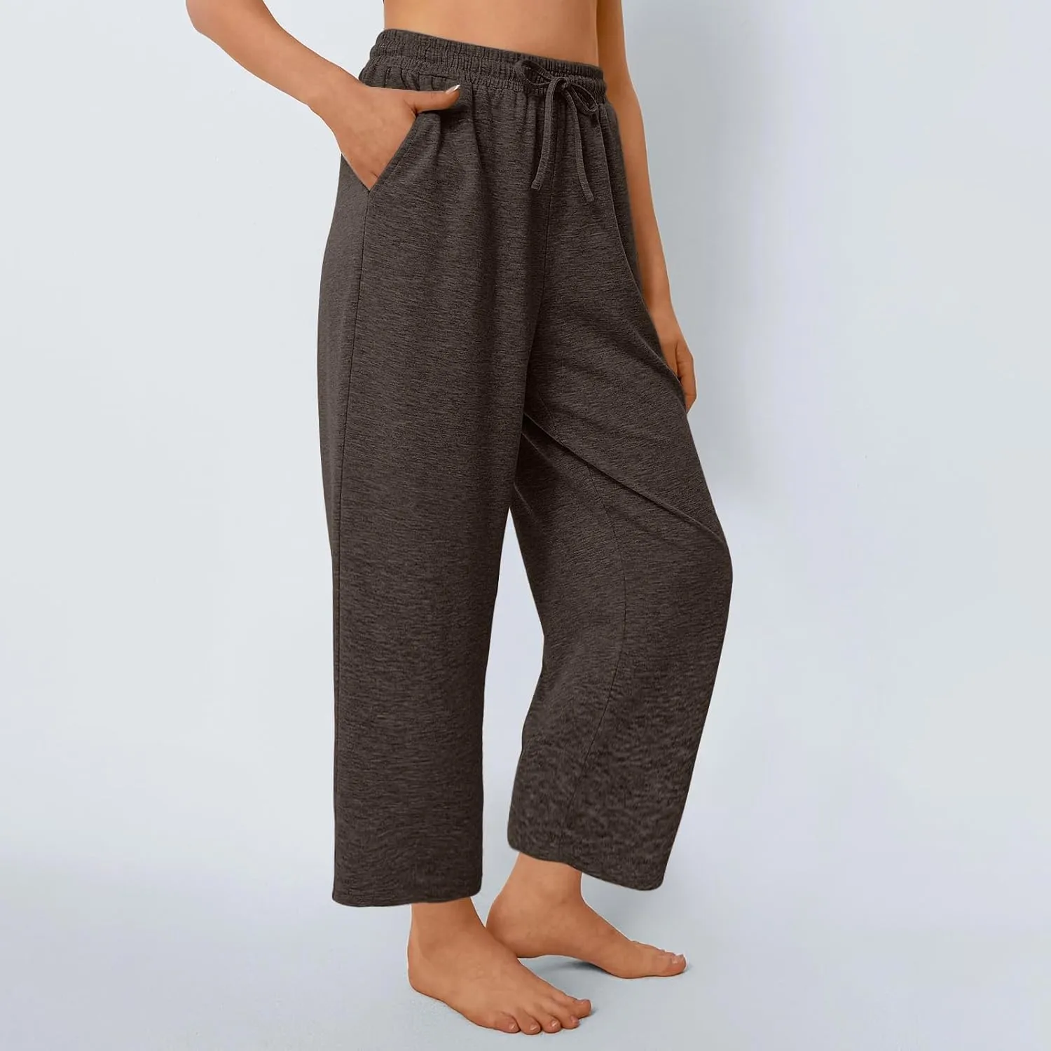 Women's Wide Leg Sweatpants Running Yoga Joggers Pants Loose Comfort Workout Capris with Pocket Baggy Crop