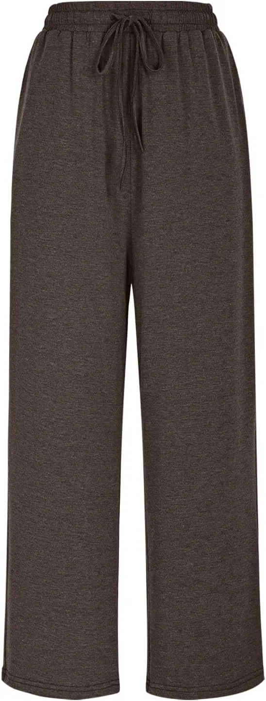 Women's Wide Leg Sweatpants Running Yoga Joggers Pants Loose Comfort Workout Capris with Pocket Baggy Crop