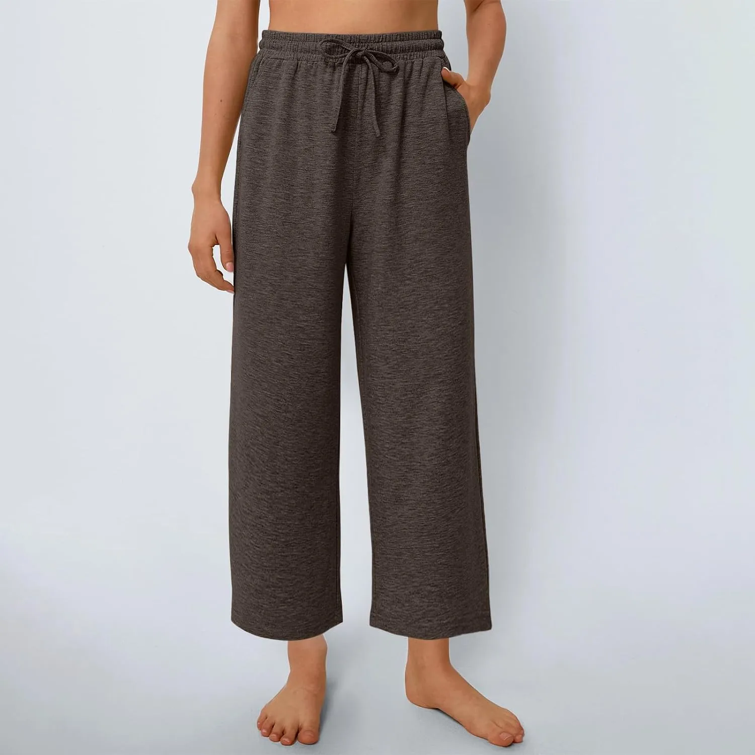 Women's Wide Leg Sweatpants Running Yoga Joggers Pants Loose Comfort Workout Capris with Pocket Baggy Crop