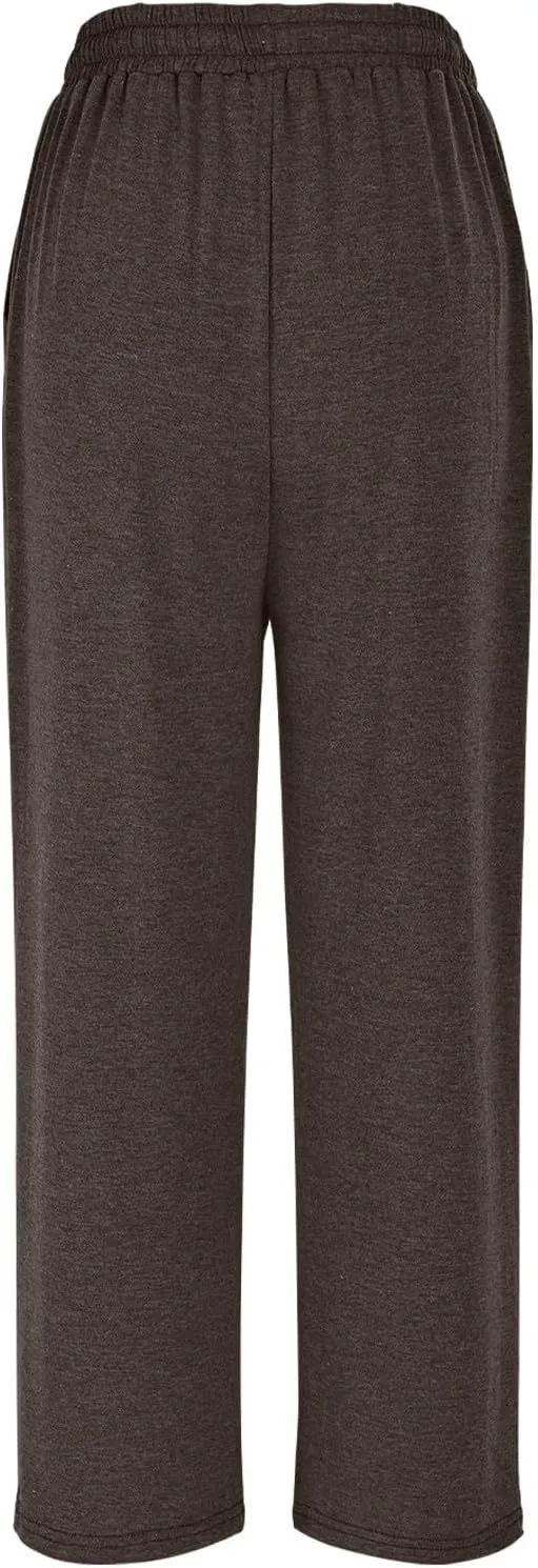 Women's Wide Leg Sweatpants Running Yoga Joggers Pants Loose Comfort Workout Capris with Pocket Baggy Crop