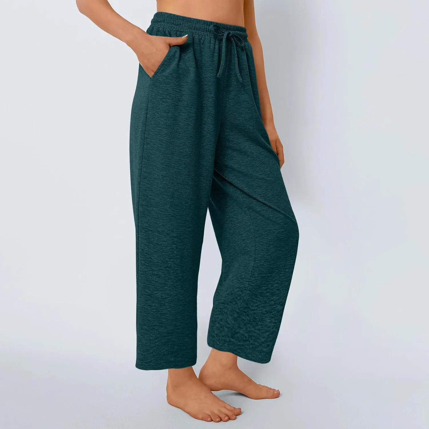 Women's Wide Leg Sweatpants Running Yoga Joggers Pants Loose Comfort Workout Capris with Pocket Baggy Crop