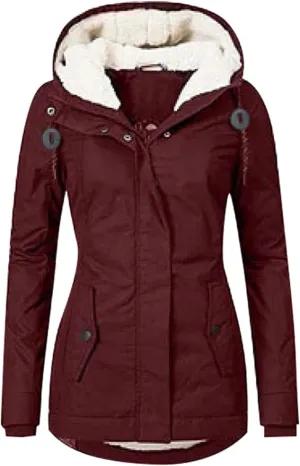 Women's Winter Coats Plus Size Warm Sherpa Lined Quilted Jacket Hoodie Long Puffer Parkas Thicken Jacket with Pocket