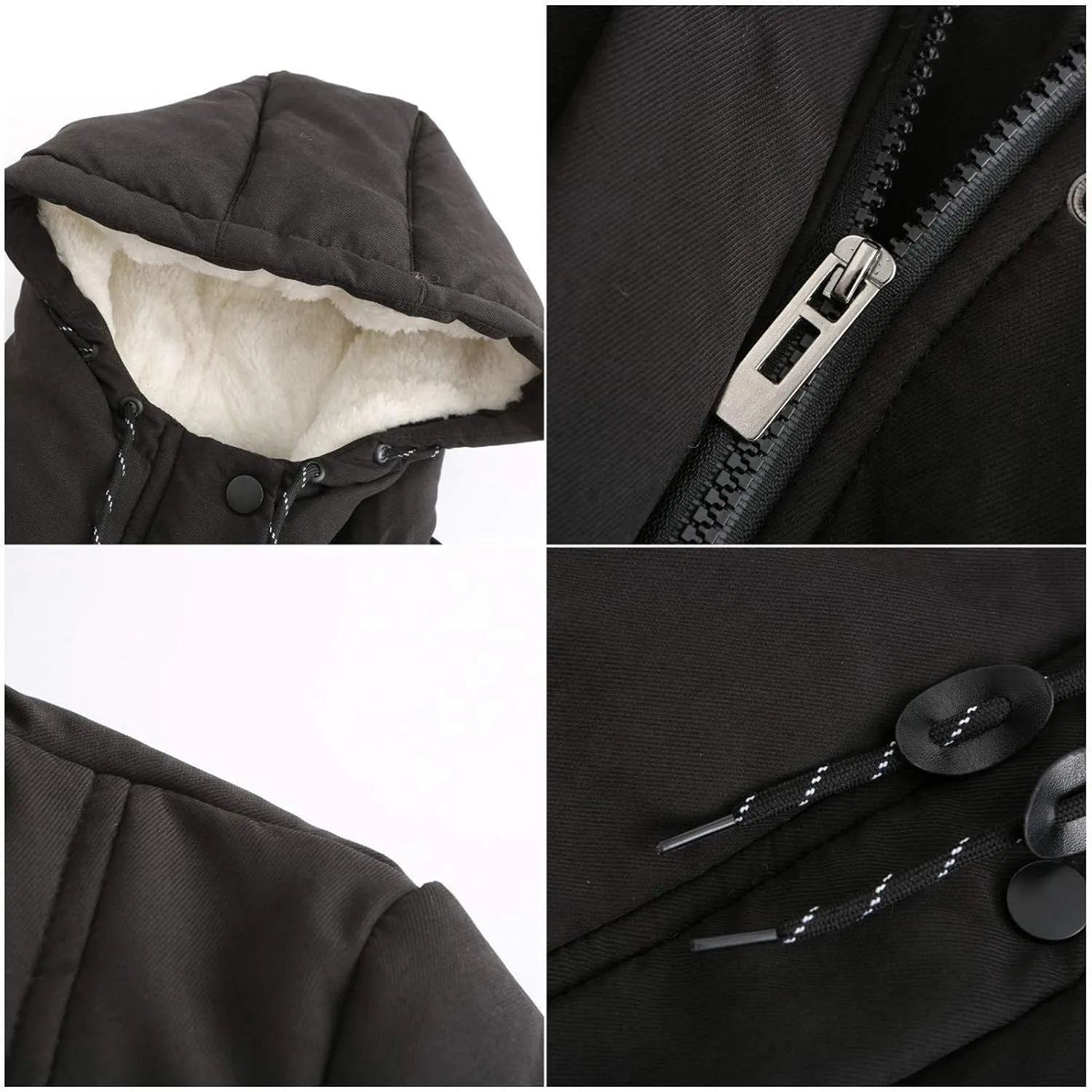 Womens Winter Coats Thickened Windproof Outerwear Warm Sherpa Lined Parkas Jacket with Fur Hood Plus Size Puffer Down