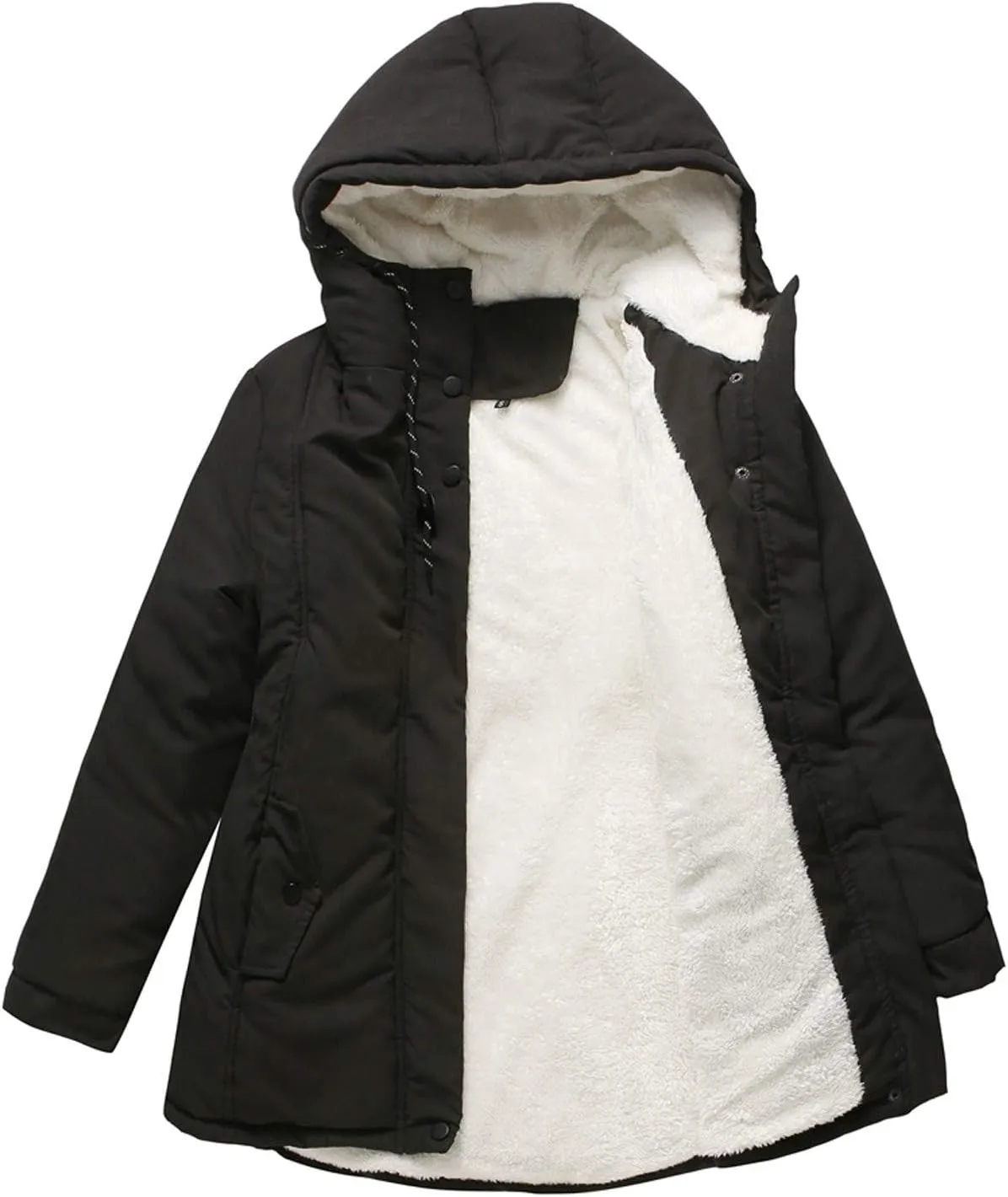 Womens Winter Coats Thickened Windproof Outerwear Warm Sherpa Lined Parkas Jacket with Fur Hood Plus Size Puffer Down
