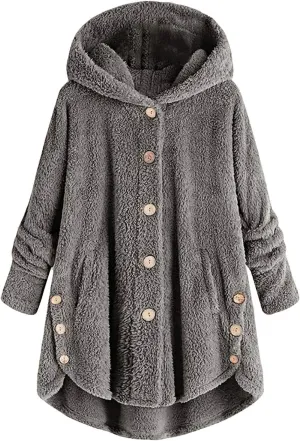 Women's Winter Warm Coat Jacket Outwear Cardigan Coat Double Sided Velvet Hooded Coat Open Front Cardigan, S-3XL