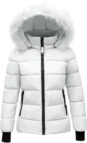 Womens Winter Windproof Warm Down Coats Thicken Parka Overcoat Puffer Qulited Jacket with Removable Hood