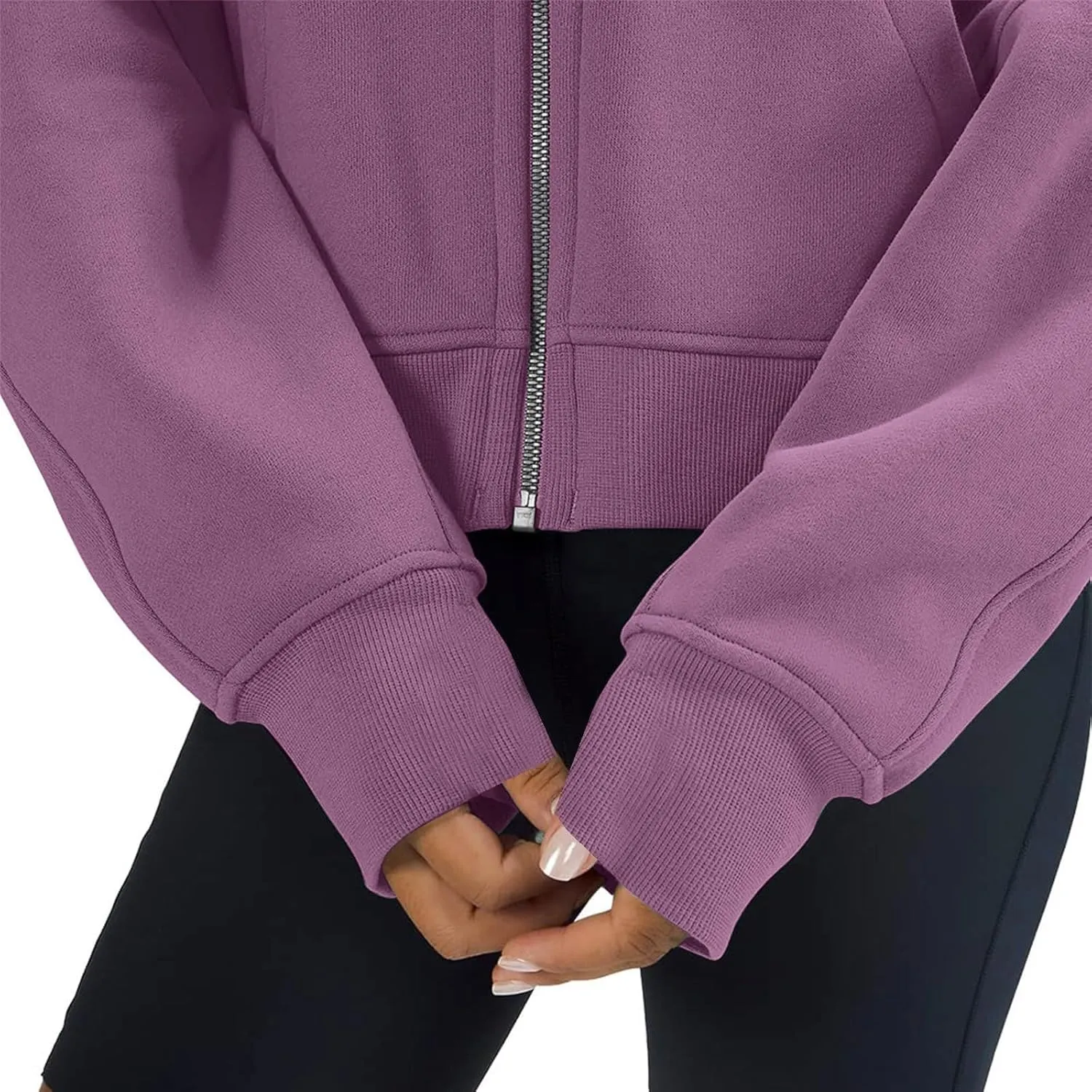 Womens Zip Up Cropped Hoodies Oversized Fleece Sweatshirt Full Zip Jackets Trendy Y2k Tops 2024 Fall Outfits