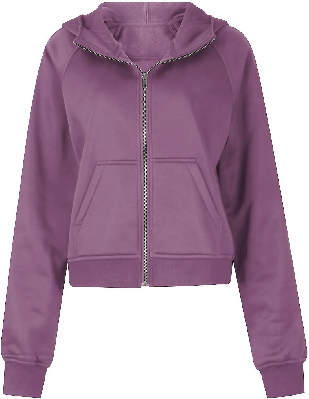 Womens Zip Up Cropped Hoodies Oversized Fleece Sweatshirt Full Zip Jackets Trendy Y2k Tops 2024 Fall Outfits