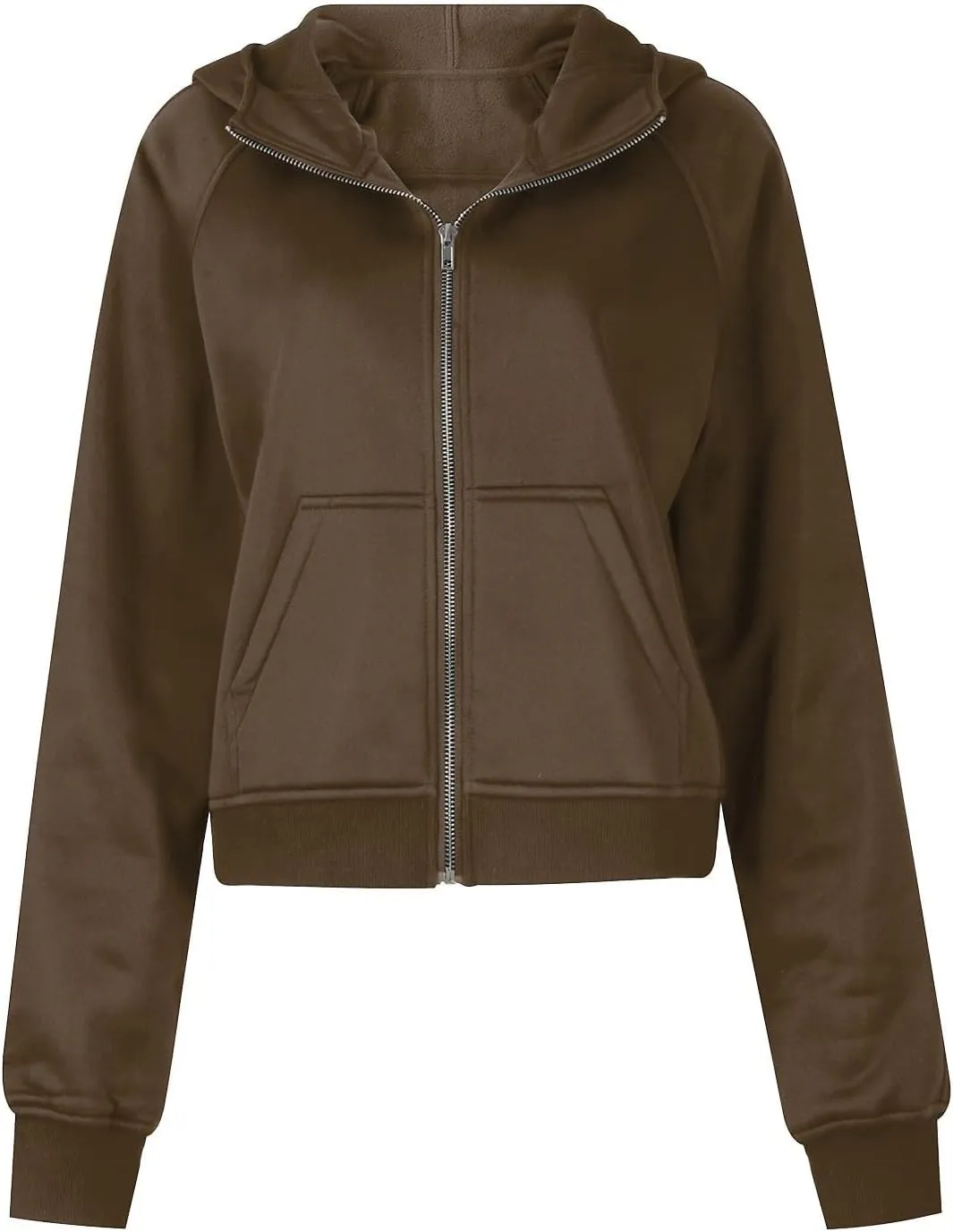 Womens Zip Up Cropped Hoodies Oversized Fleece Sweatshirt Full Zip Jackets Trendy Y2k Tops 2024 Fall Outfits