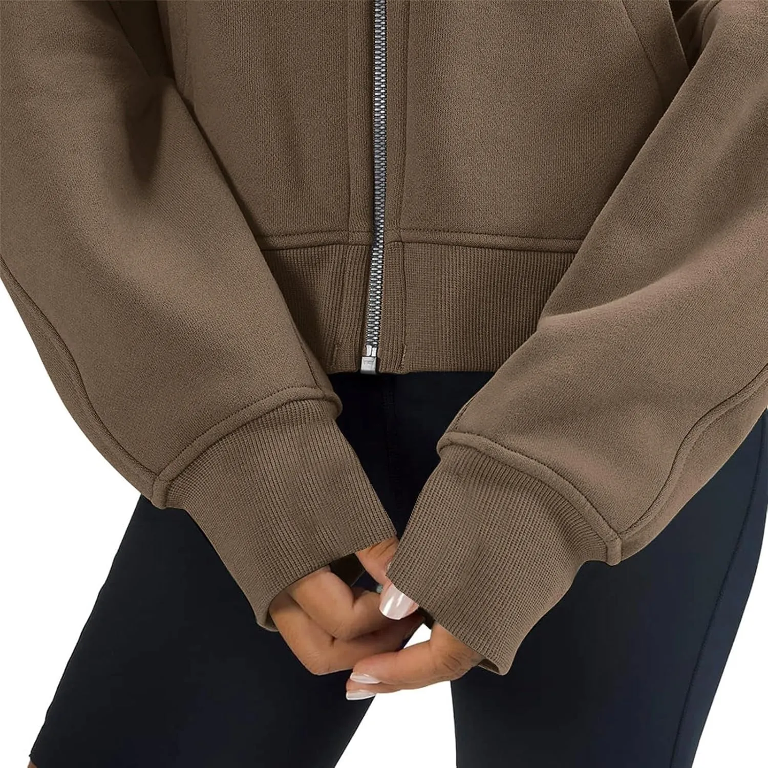 Womens Zip Up Cropped Hoodies Oversized Fleece Sweatshirt Full Zip Jackets Trendy Y2k Tops 2024 Fall Outfits