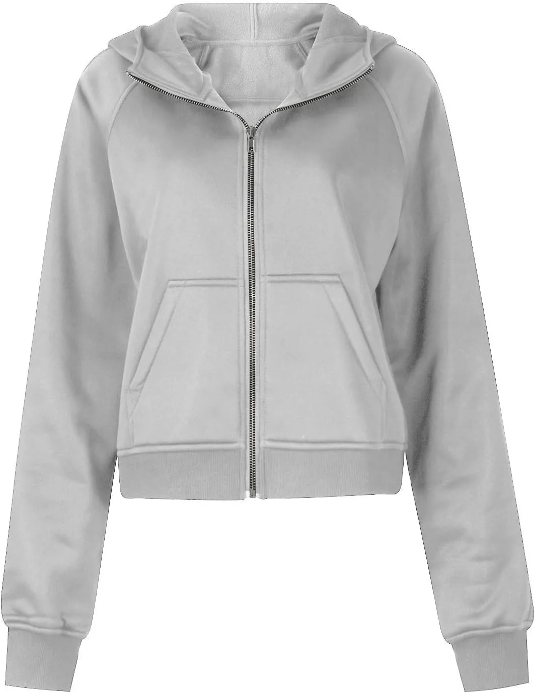 Womens Zip Up Cropped Hoodies Oversized Fleece Sweatshirt Full Zip Jackets Trendy Y2k Tops 2024 Fall Outfits