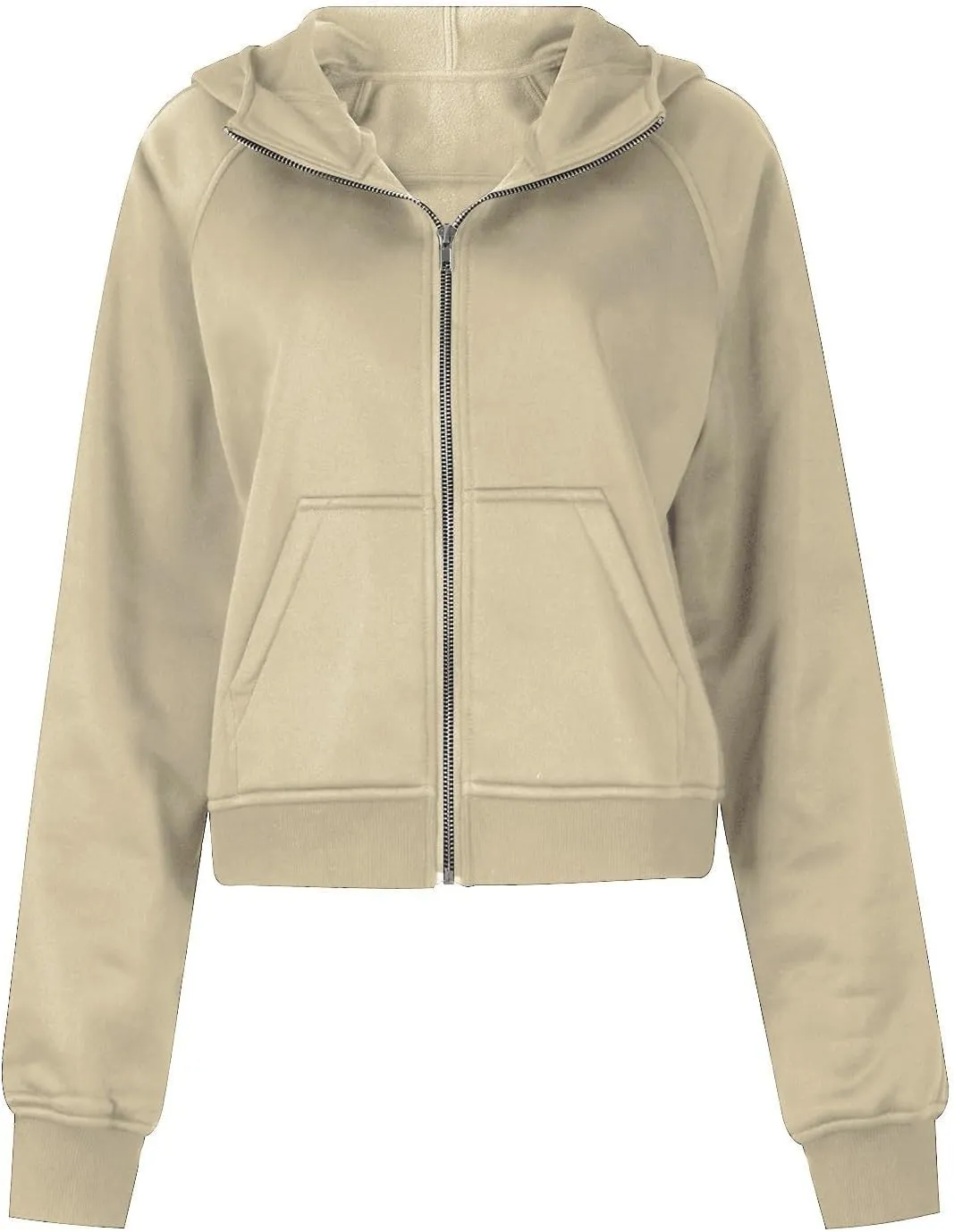 Womens Zip Up Cropped Hoodies Oversized Fleece Sweatshirt Full Zip Jackets Trendy Y2k Tops 2024 Fall Outfits