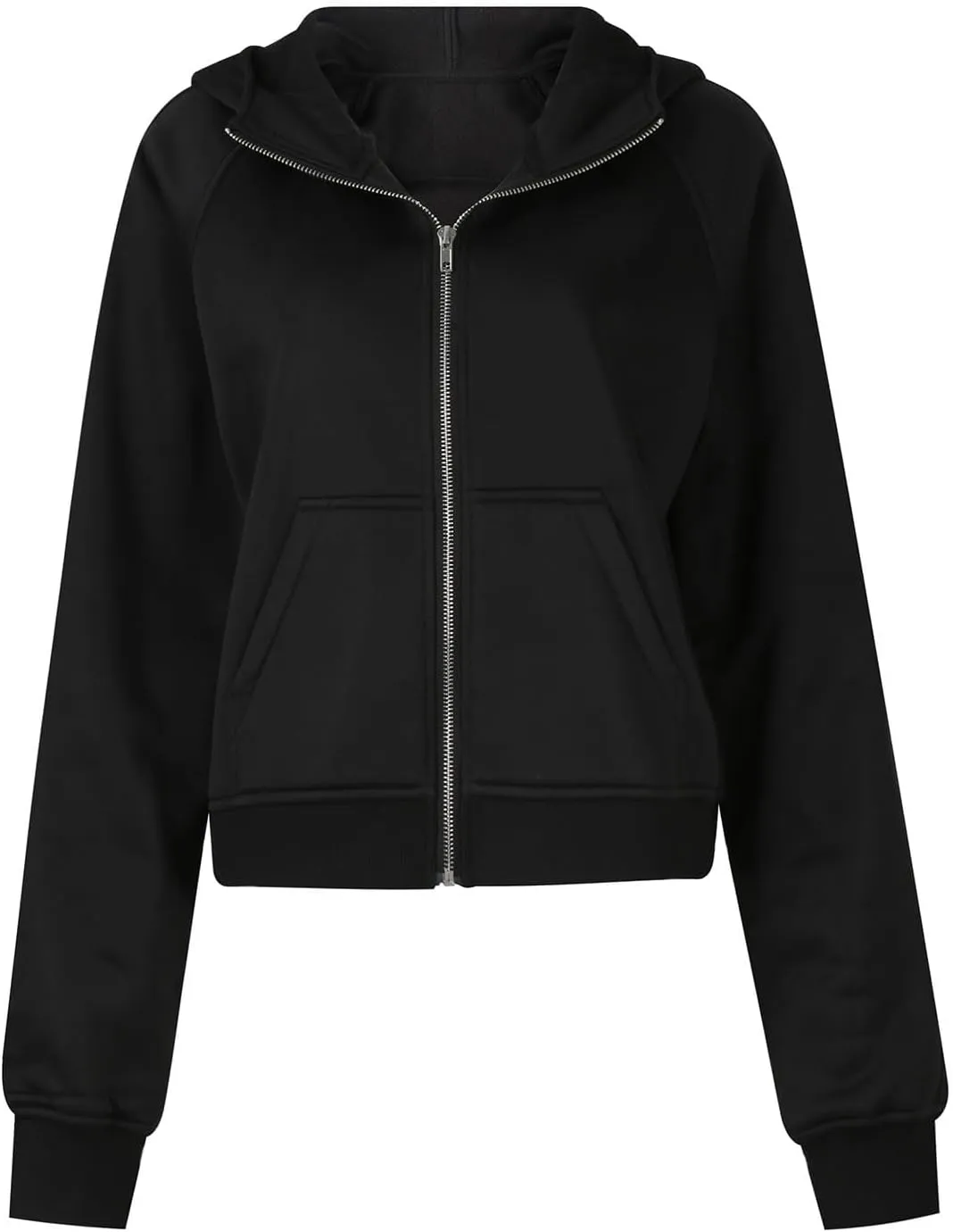 Womens Zip Up Cropped Hoodies Oversized Fleece Sweatshirt Full Zip Jackets Trendy Y2k Tops 2024 Fall Outfits