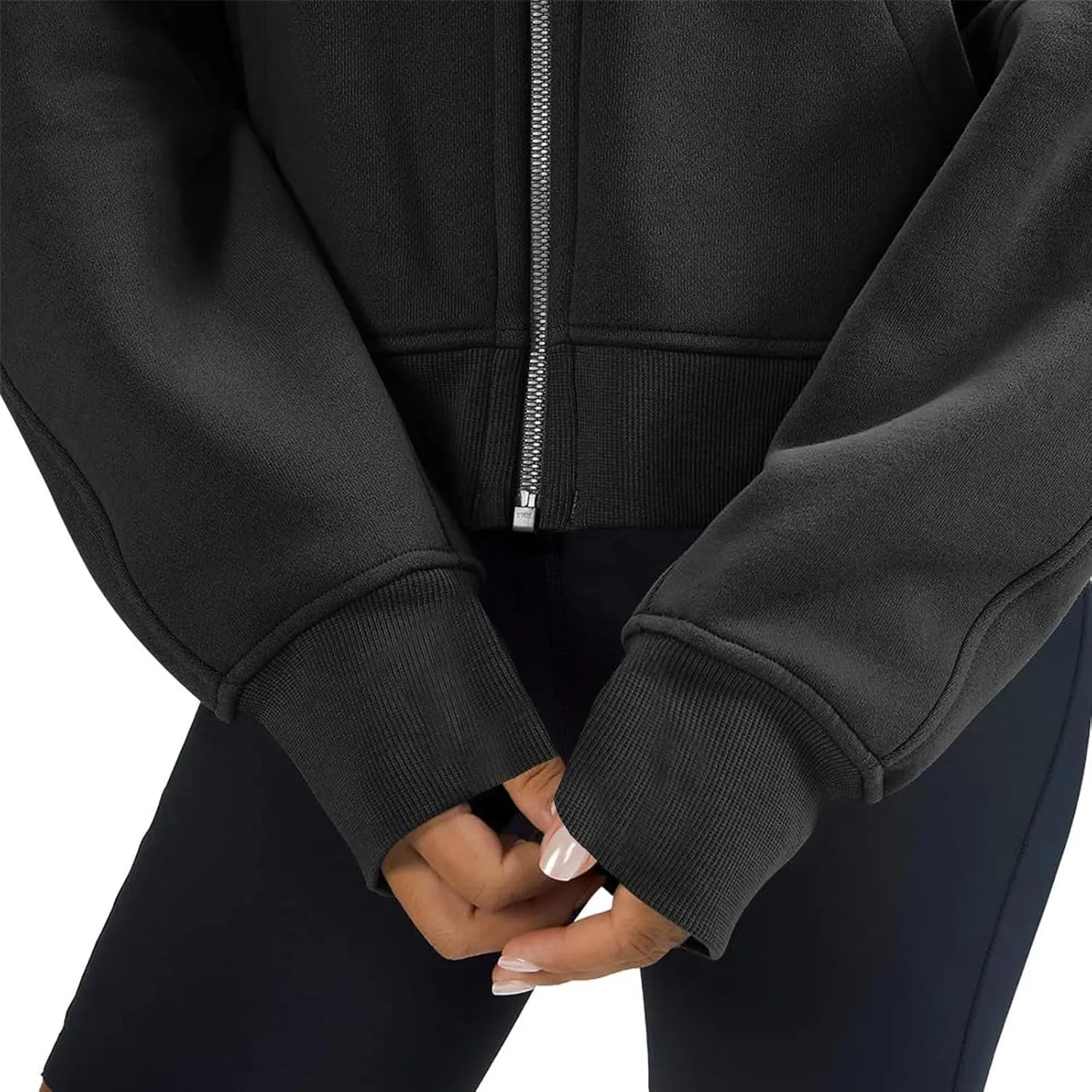Womens Zip Up Cropped Hoodies Oversized Fleece Sweatshirt Full Zip Jackets Trendy Y2k Tops 2024 Fall Outfits