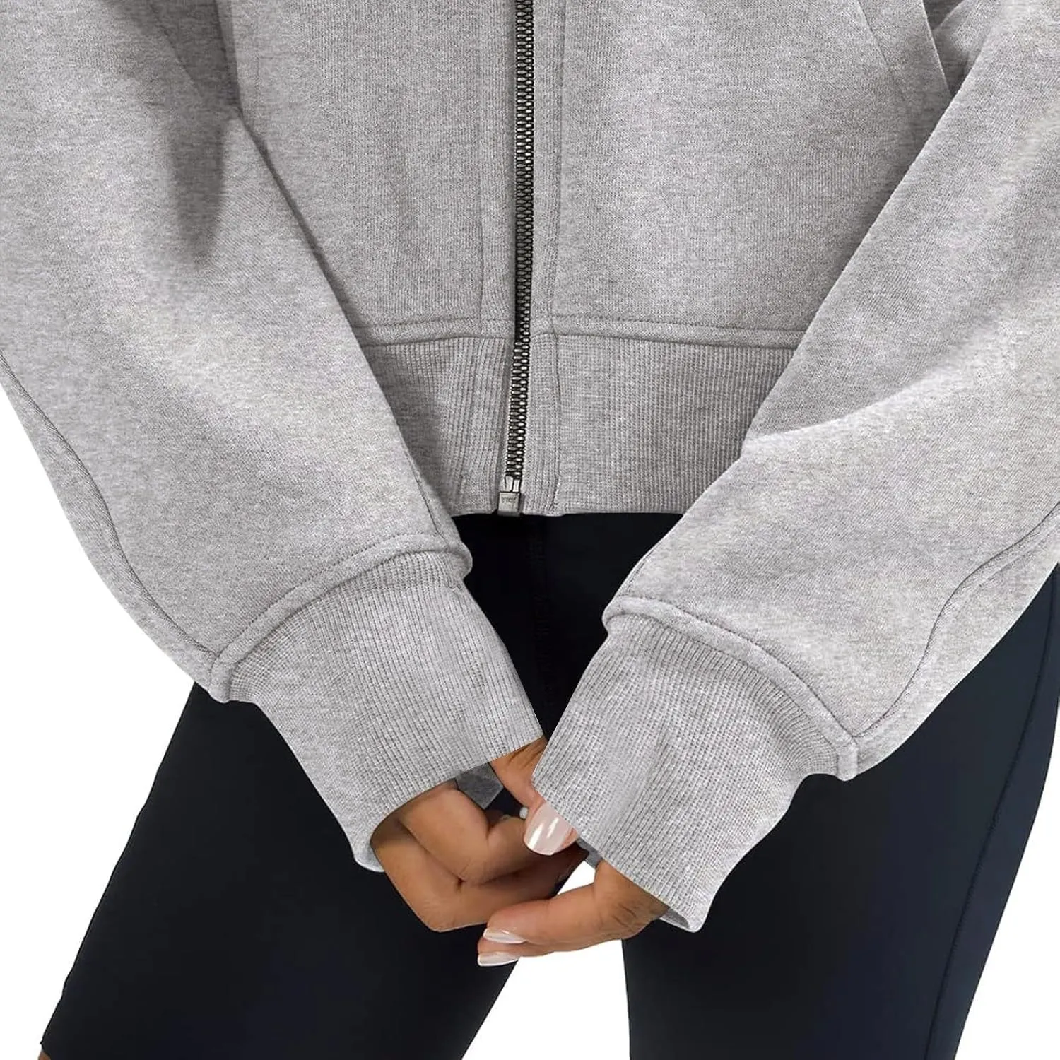 Womens Zip Up Cropped Hoodies Oversized Fleece Sweatshirt Full Zip Jackets Trendy Y2k Tops 2024 Fall Outfits