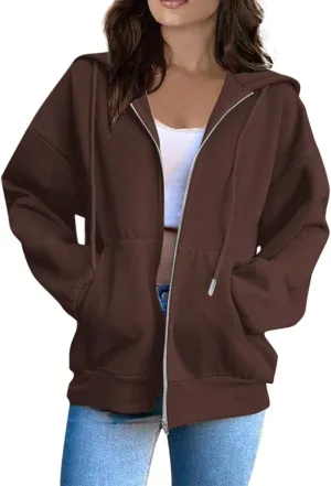 Womens Zip Up Hoodies Y2K Jackets Causal Outdoor Long Sleeve Lightweight Sweatshirts Hoodie for Women with Pockets