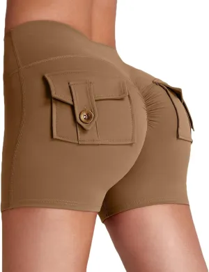 Workout Shorts Women 2025 Fashion Scrunch Butt Workout Cargo Shorts Sexy Butt Lifting High Waisted Yoga Short Pants