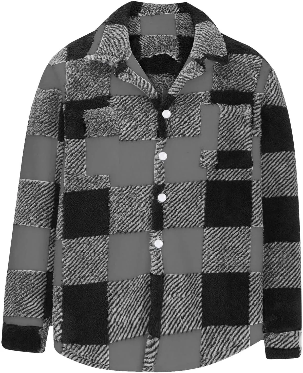 Xiaojmake Men's Warm Sherpa Lined Coat Lapel Collared Plaid Fleece Thick Jacket Flannel Jacket Sherpa Fleece Lined Coats