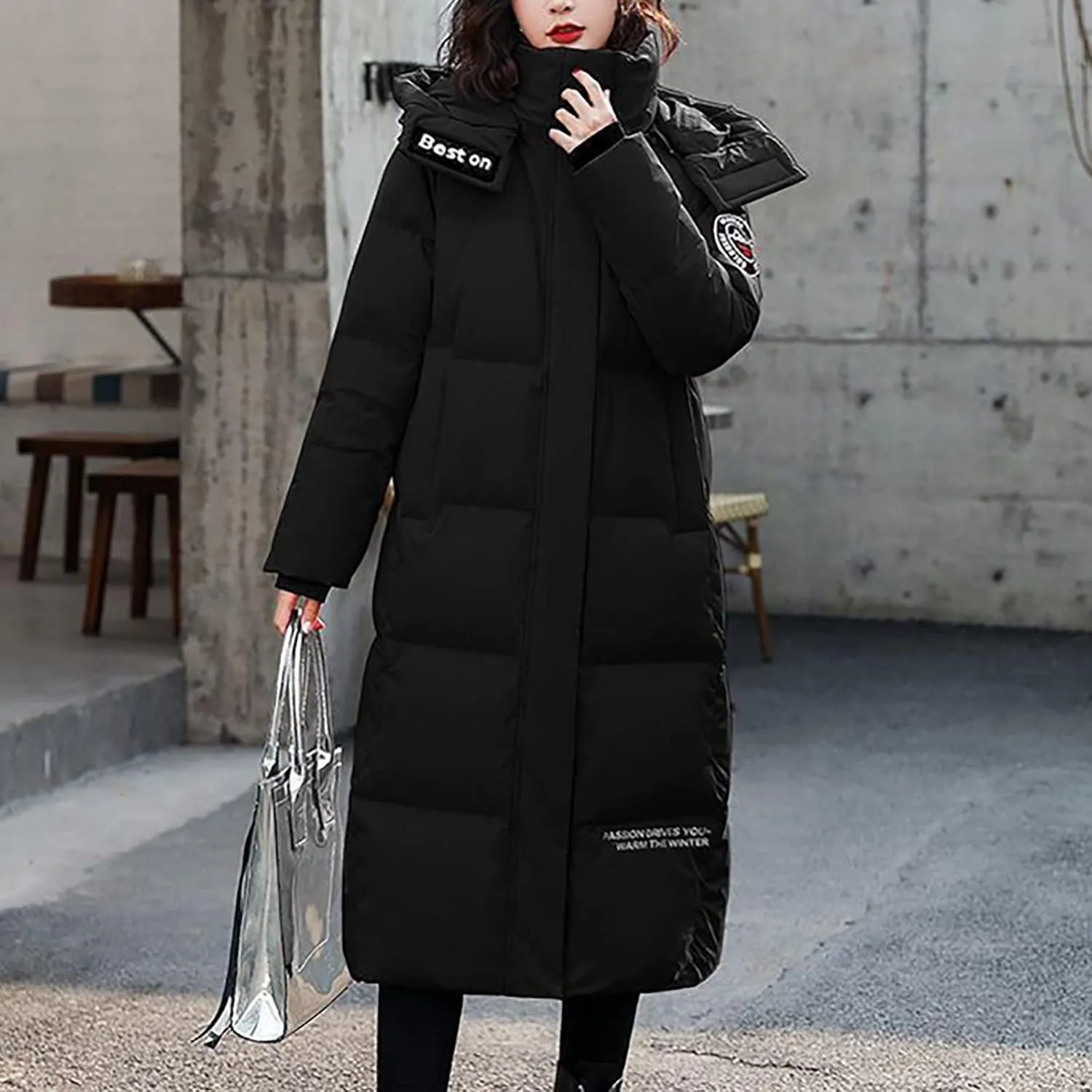 XUNRYAN Womens Winter Down Coats Warm Puffer Jackets Quilted Lightweight Jacket Long Parkas Windbreaker Anoraks Outerwear
