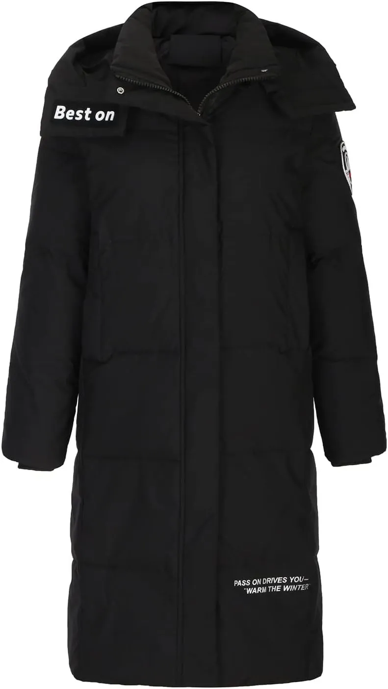 XUNRYAN Womens Winter Down Coats Warm Puffer Jackets Quilted Lightweight Jacket Long Parkas Windbreaker Anoraks Outerwear
