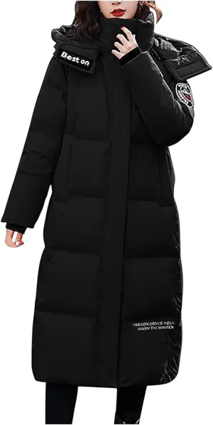 XUNRYAN Womens Winter Down Coats Warm Puffer Jackets Quilted Lightweight Jacket Long Parkas Windbreaker Anoraks Outerwear