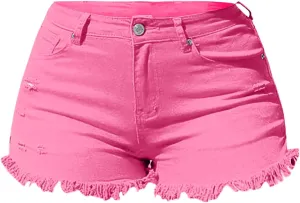Y2K Jean Shorts for Women Trendy High Waisted Denim Shorts Stretchy Summer Casual Mom Cut Off Stretchy Chino Shorts