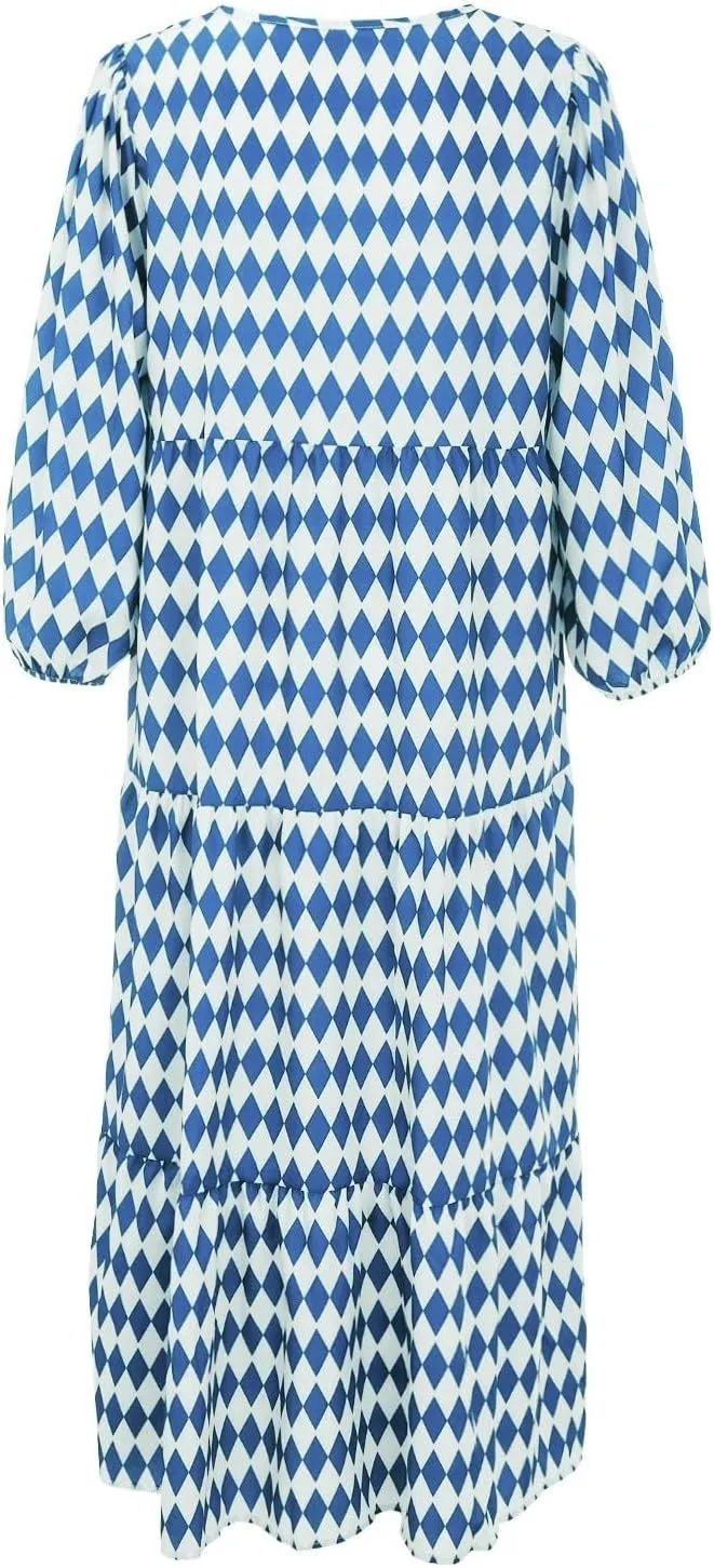 ZWRXW Womens Summer Boho Dresses Casual Loose Bohemian Floral Dress Short Sleeve Long Maxi Dress Flowy Swing Beach Dresses